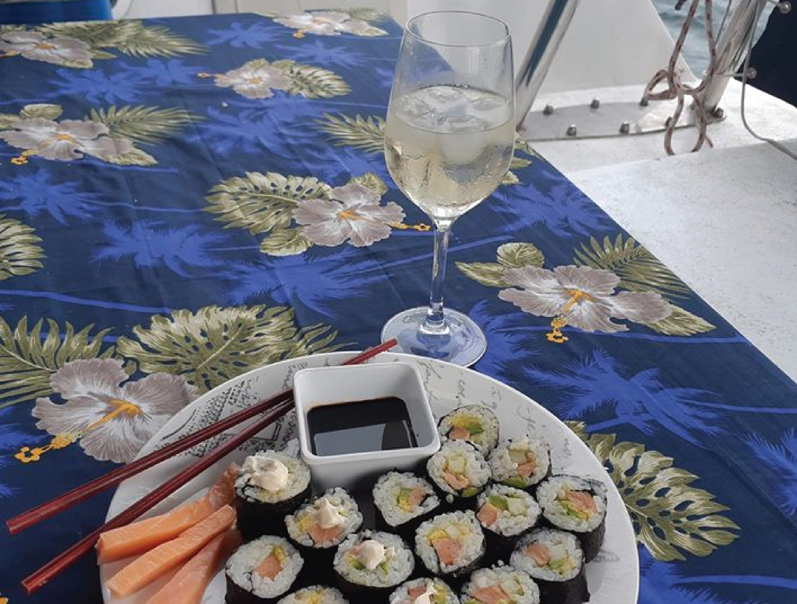 Freshly prepared cuisine aboard catamaran Era